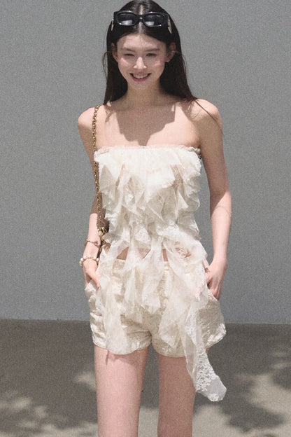 Ruffle Lace Tube Top