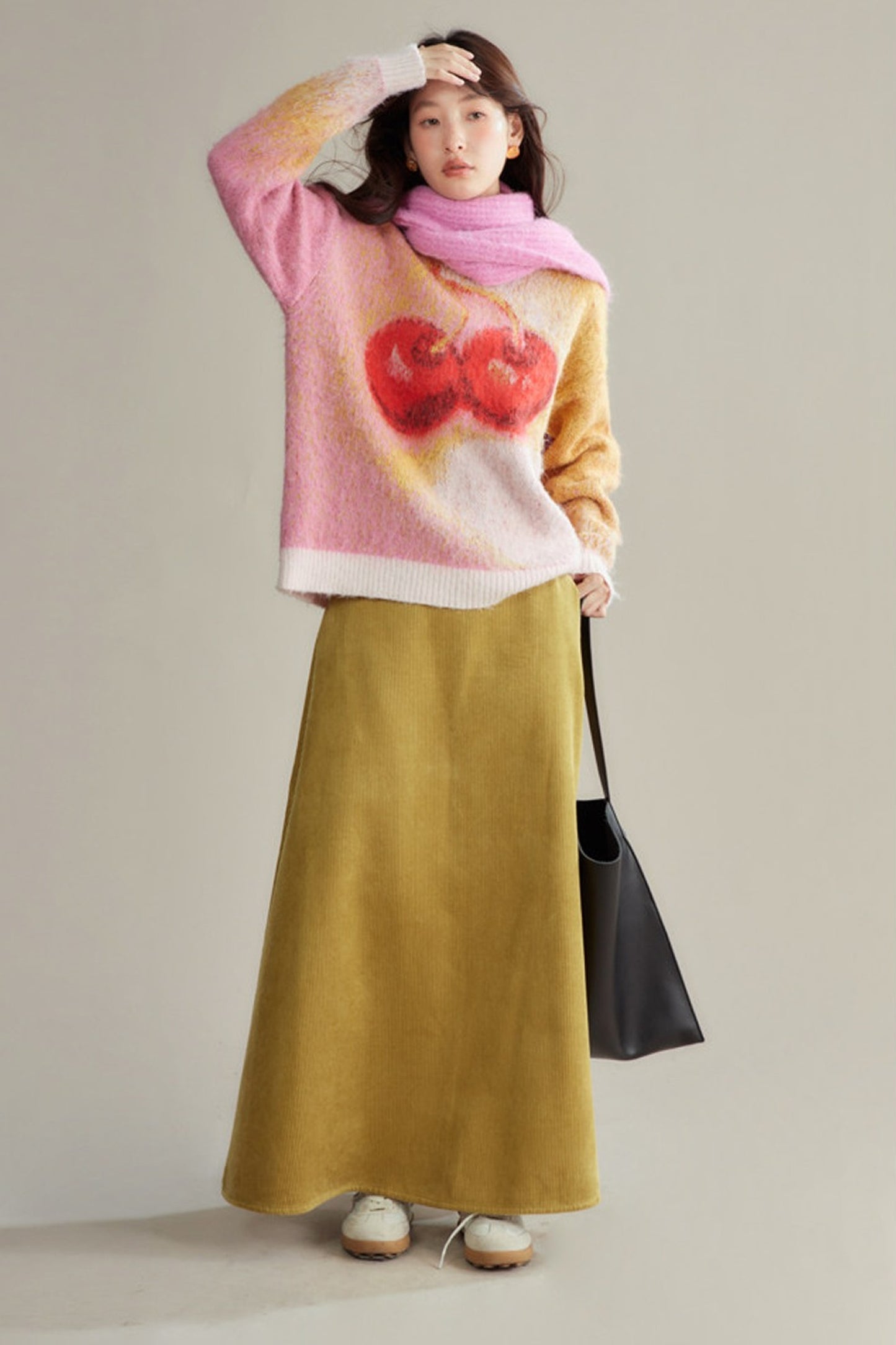 Retro Corduroy A-Line Skirt
