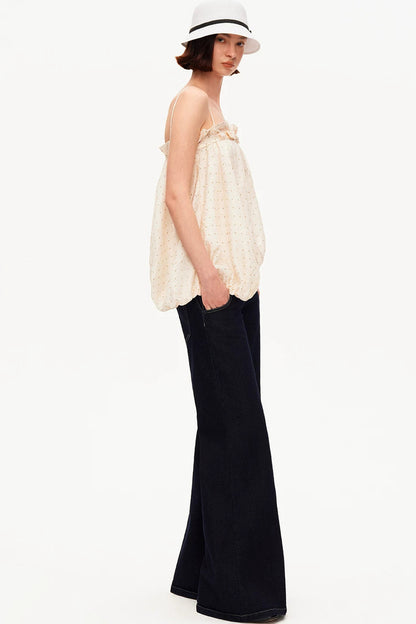 Acetate Polka Dot Ruffle Blouse