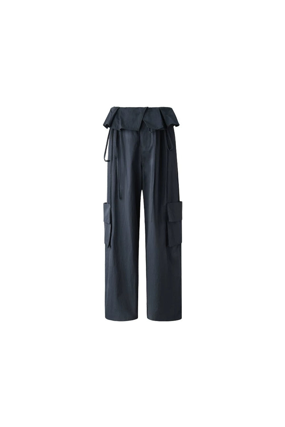 Ruffled Glacier Blue Wide-Leg Pants