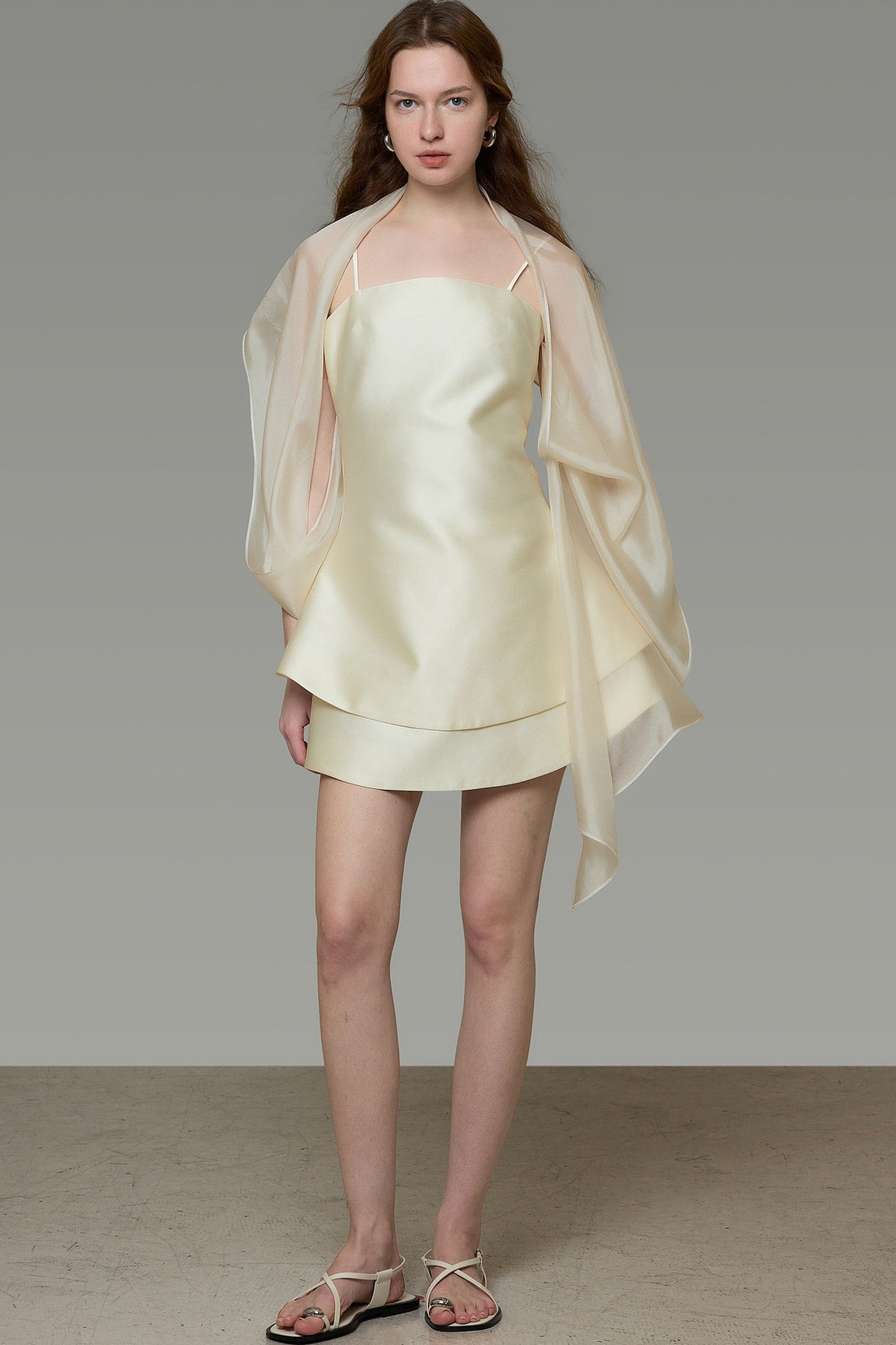 French Off-Shoulder Spaghetti Dress