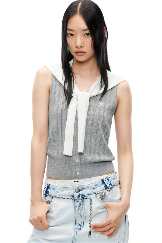 Tencel Linen Color-Blocked Vest