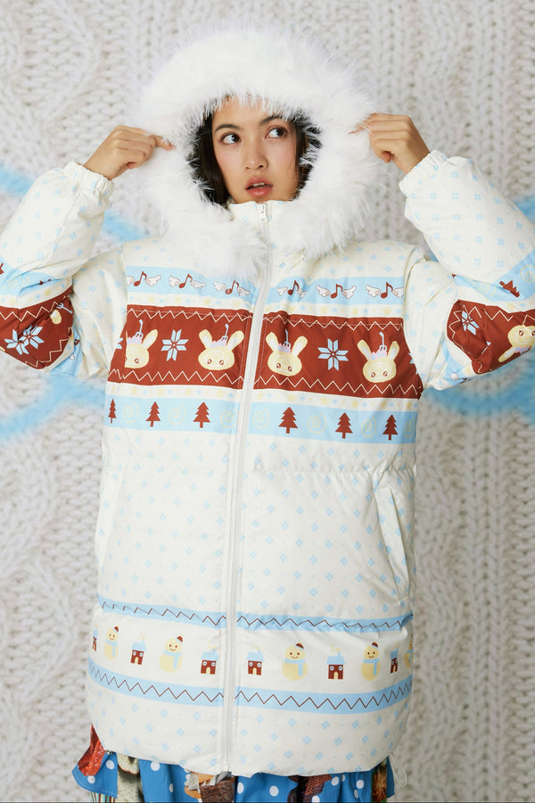 Fair Isle Hooded Down Jacket