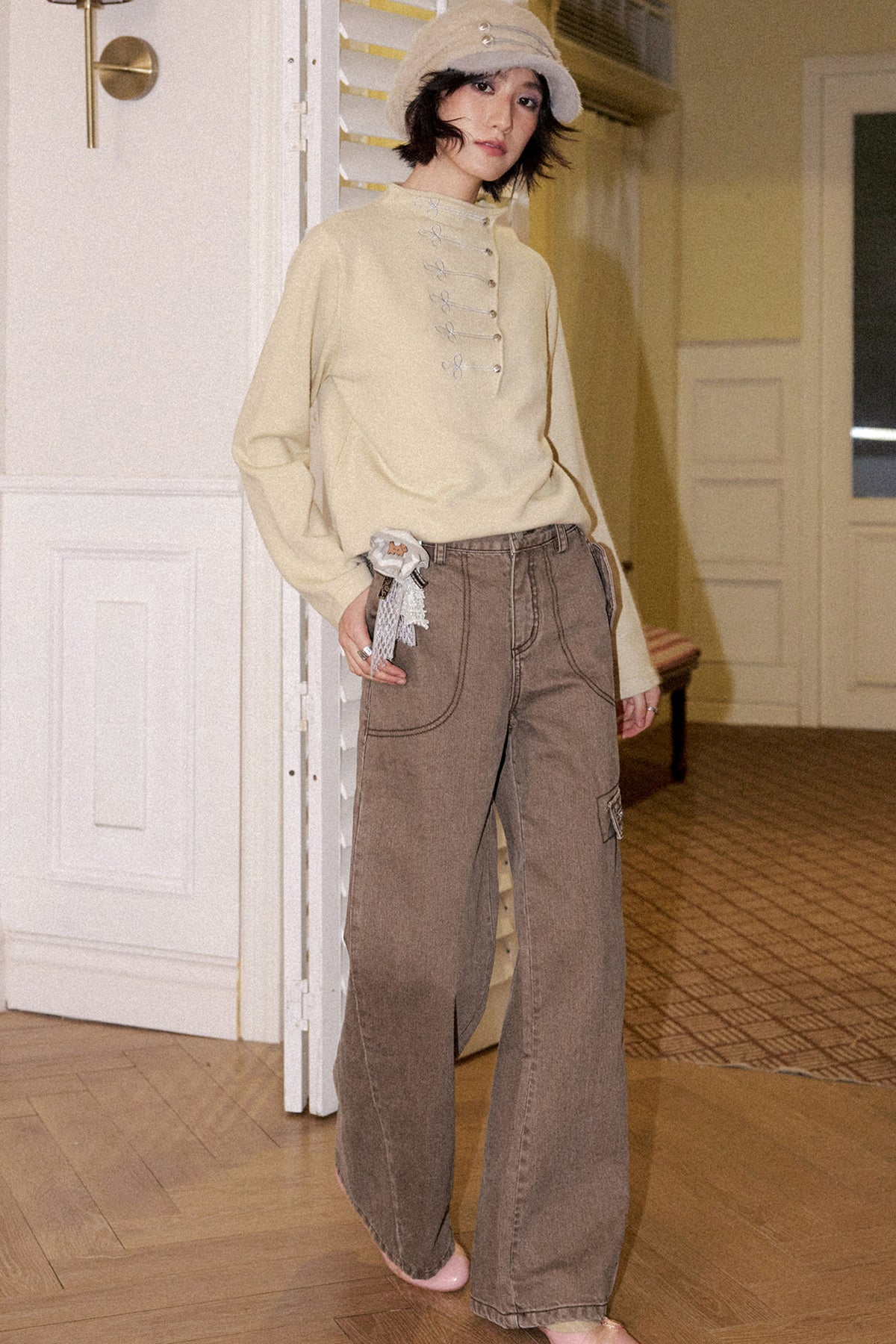 Bamboo Cotton Flared Workwear Pants