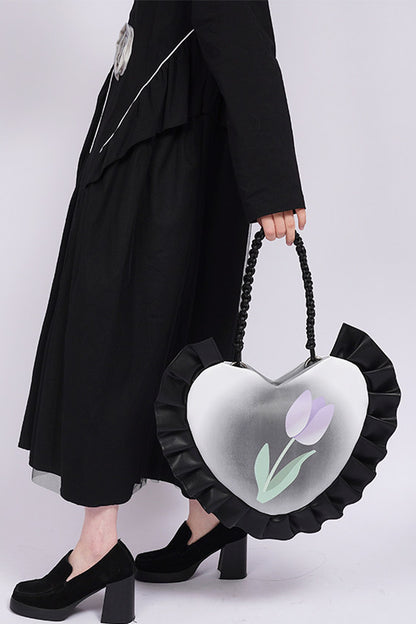 Tulip Heart Woven Crossbody Bag