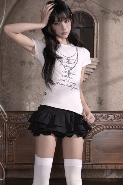 Silver Glitter Chain Print T-Shirt