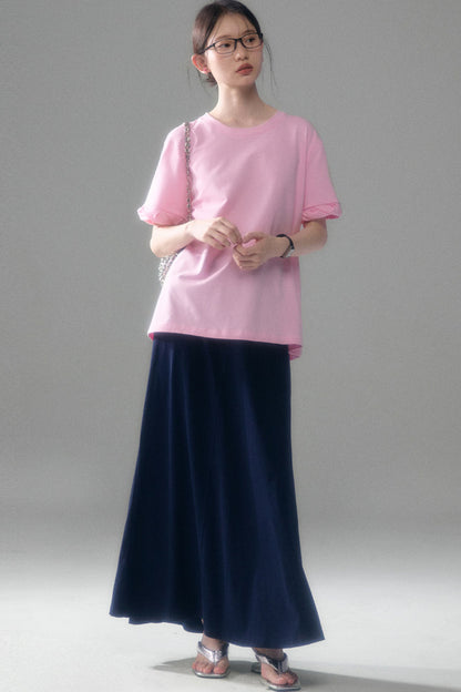 Cotton Blend A-Line Skirt