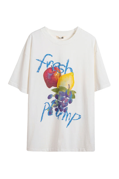 Hand-Painted Fruit Print T-Shirt and Wrap Skirt Set-Up