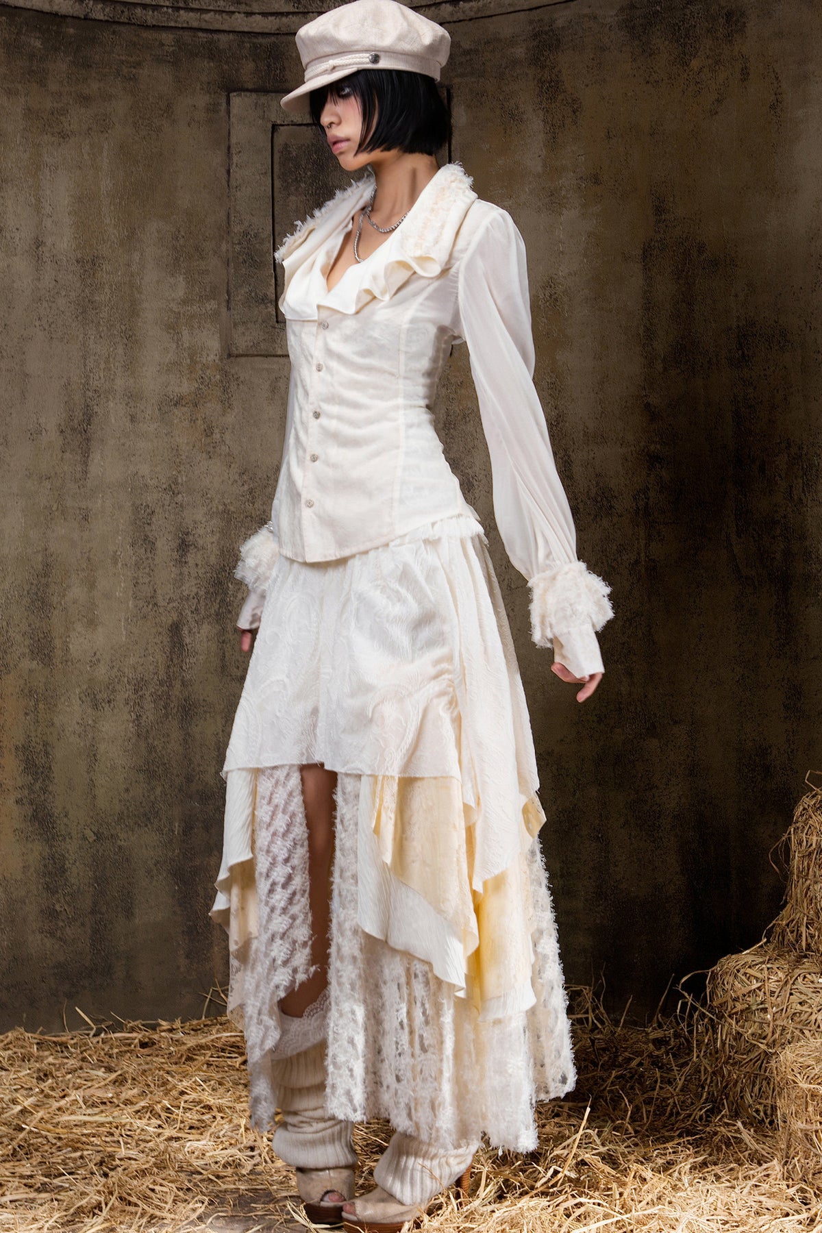 Layered Collar Chiffon Shirt