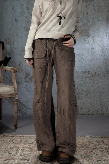 Light Ripped Straight Pants