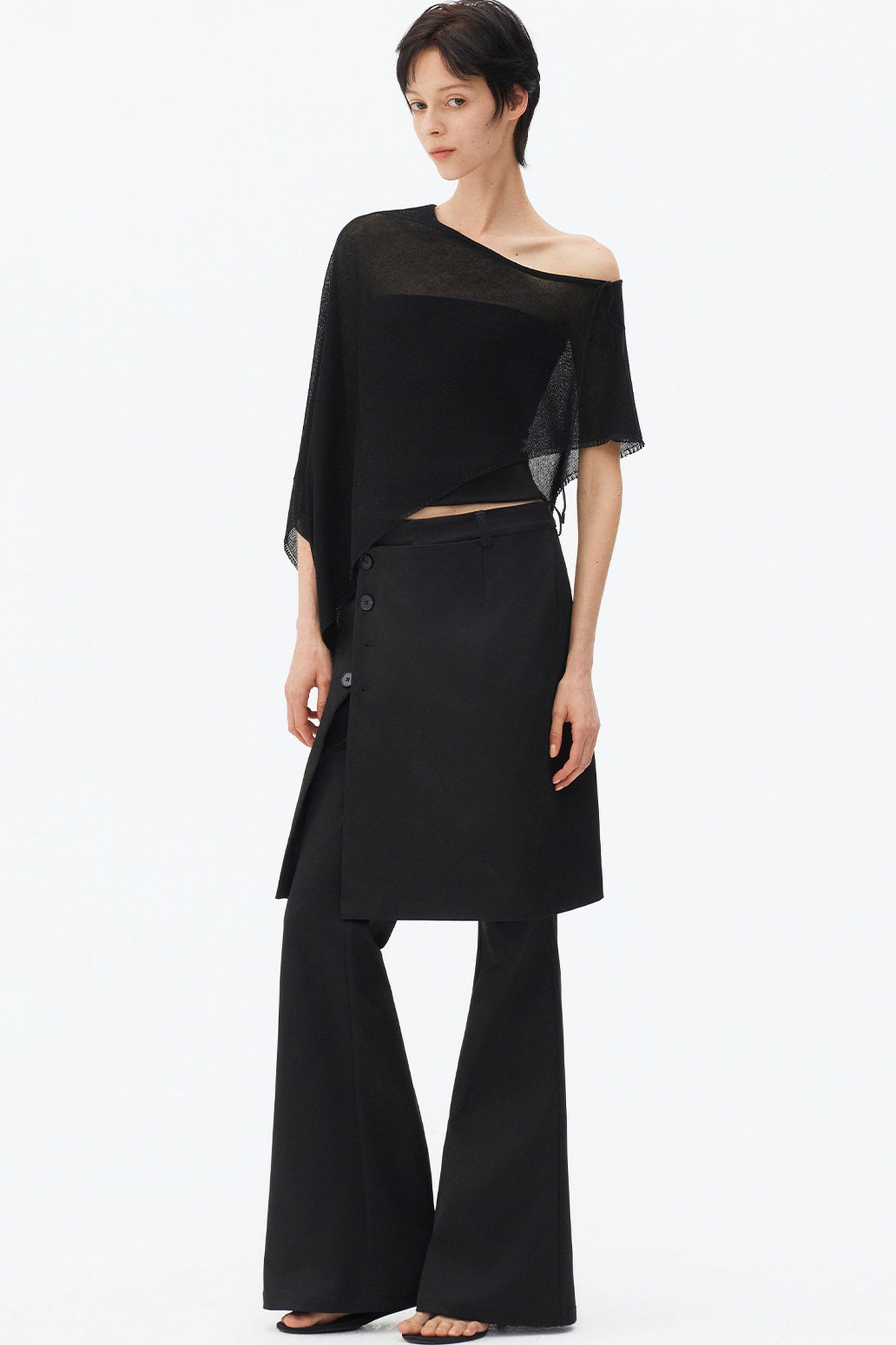 Irregular Linen Asymmetrical Cape Set-Up