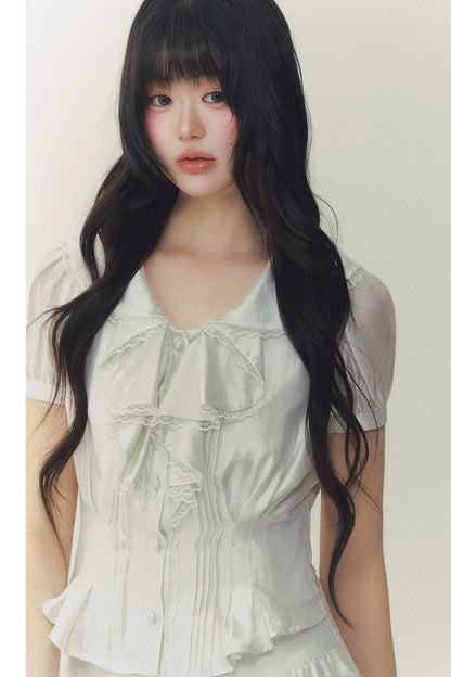 White Tulip Shirt Skirt Set-Up