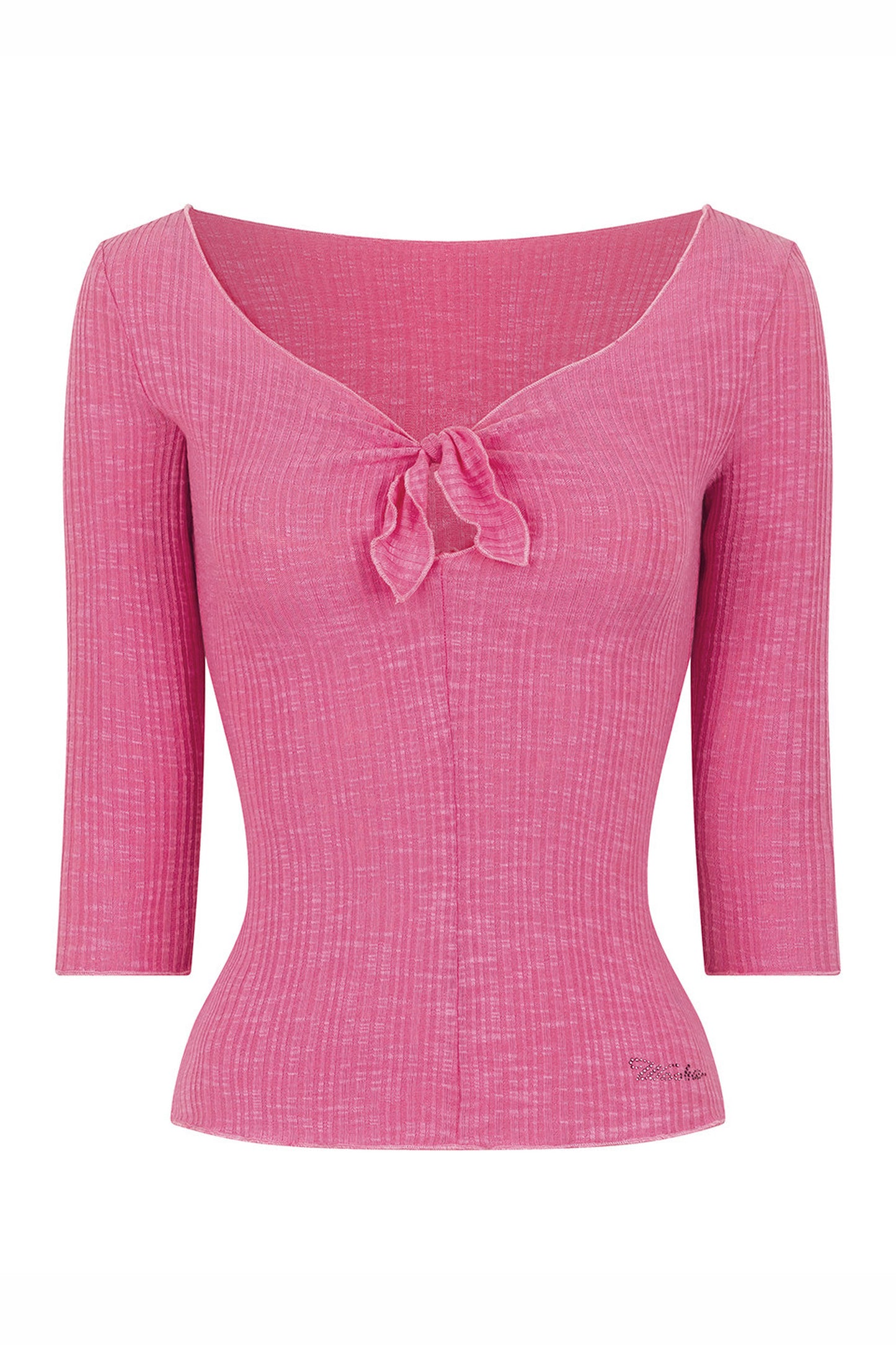 Solid Color Mid-Sleeve Hollow Blouse