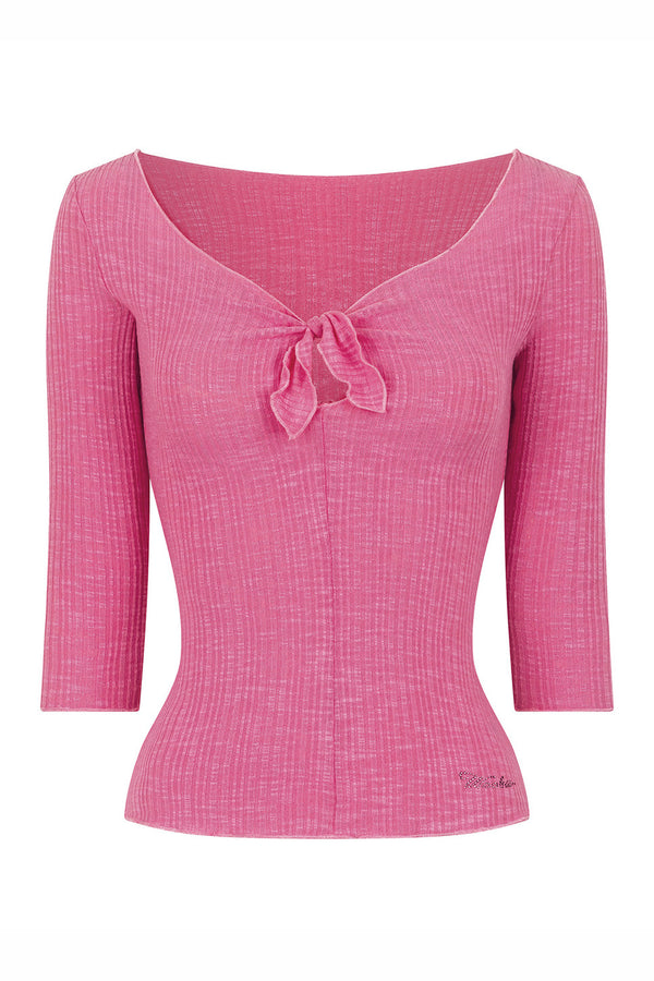 Solid Color Mid-Sleeve Hollow Blouse