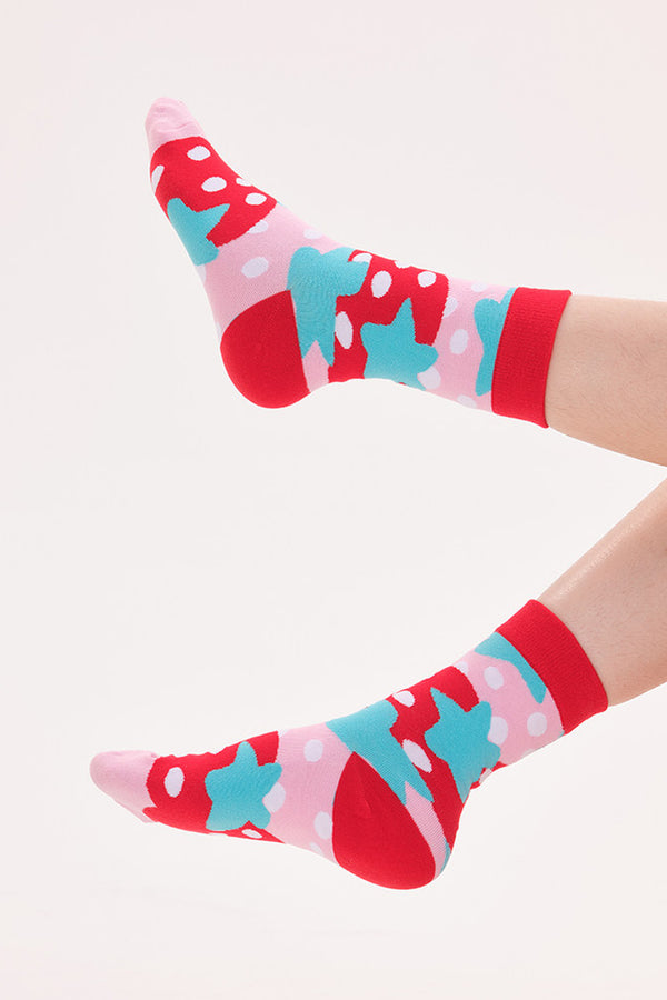 And Strawberry Knitted Mid-Calf Socks