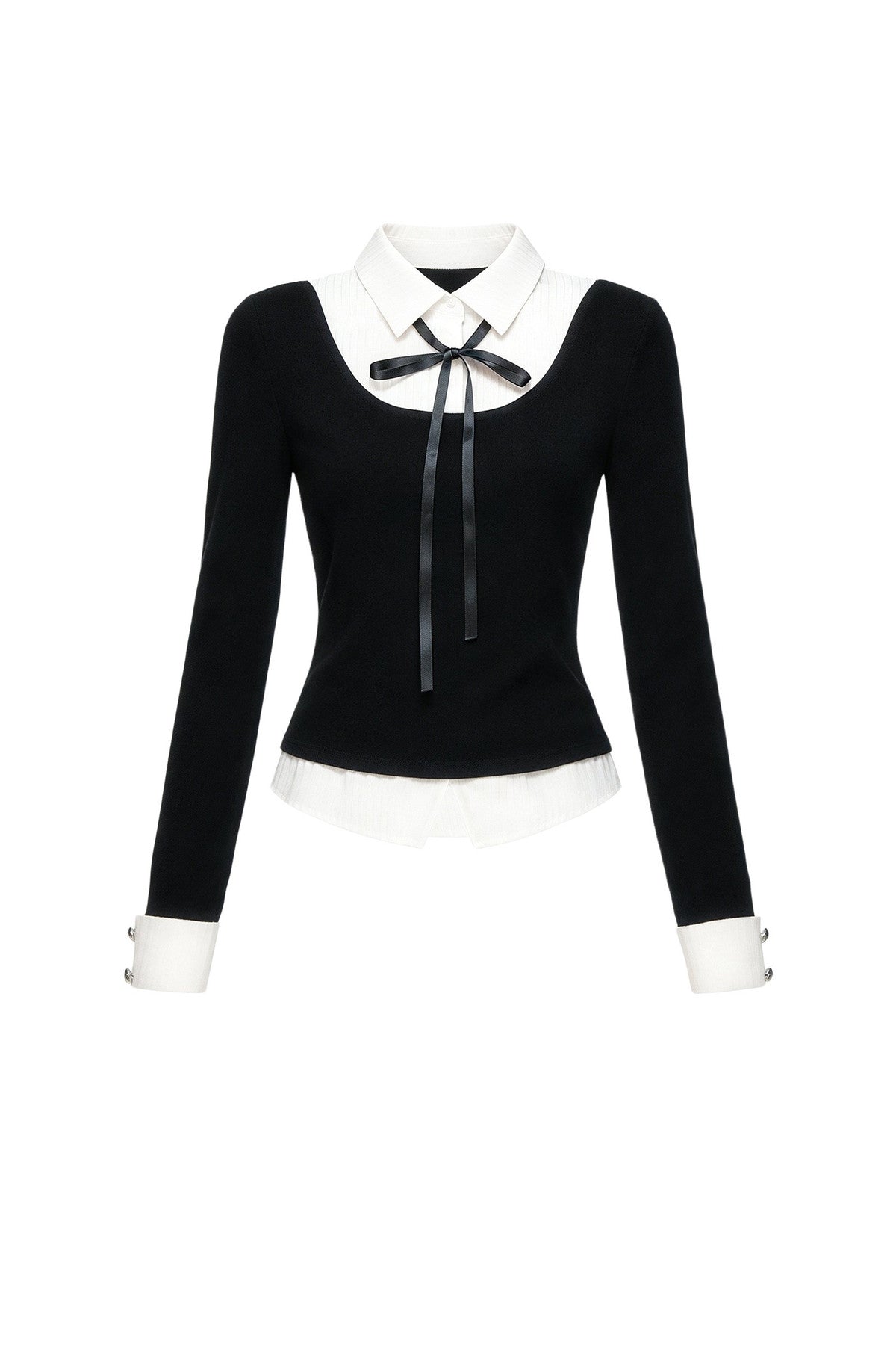 Lace-Up Color-Block T-Shirt and Skirt Set-Up
