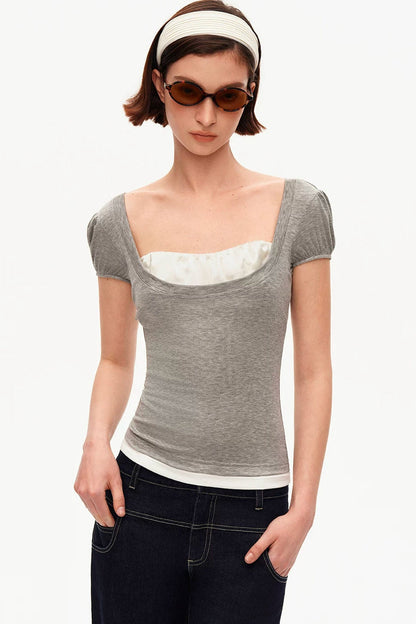 Lyocell Puff Sleeve Knit Top