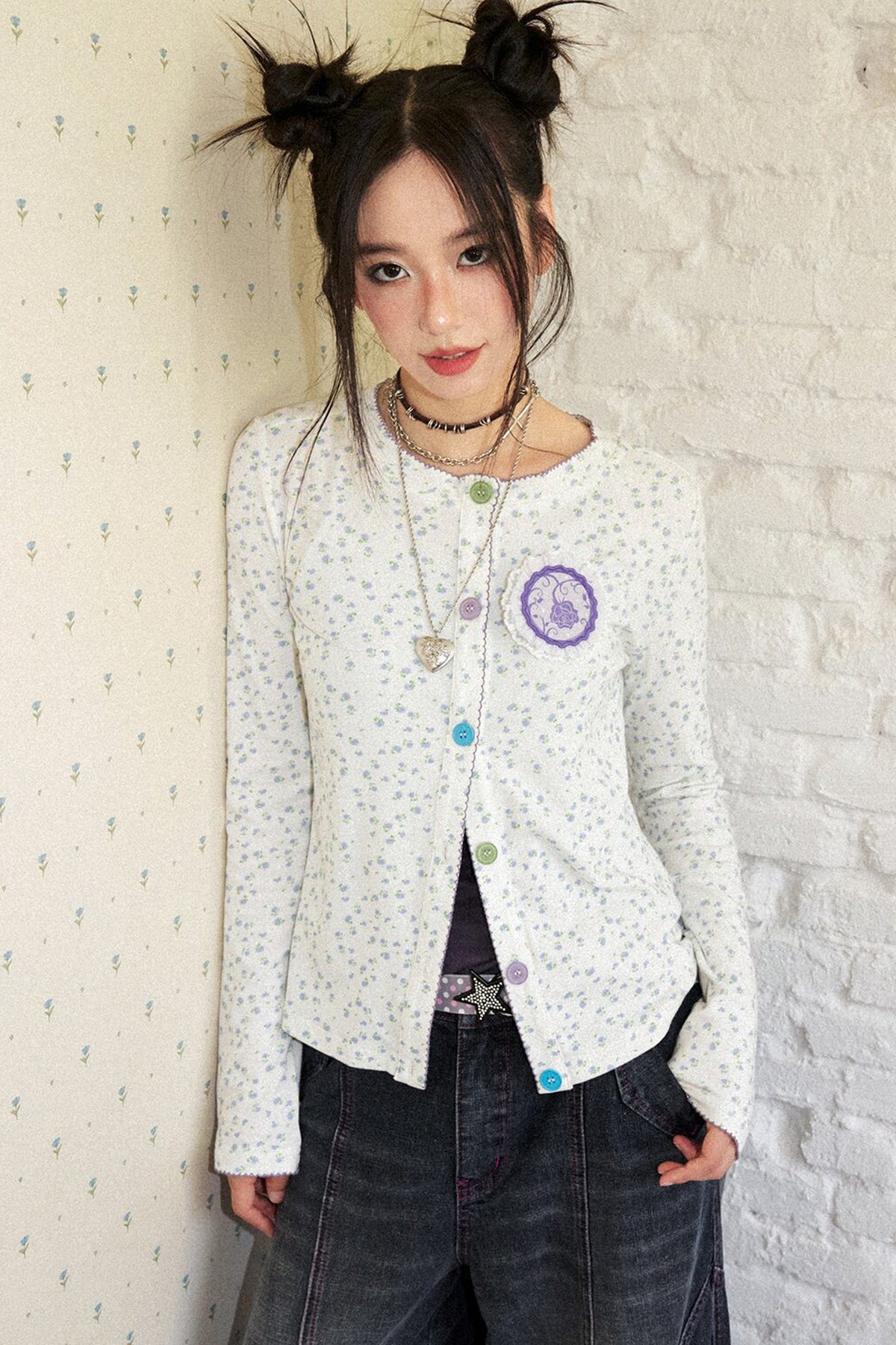 Floral Long Sleeve Knit Cardigan Top