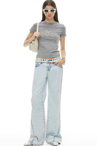Heavy Washed Twill Jeans