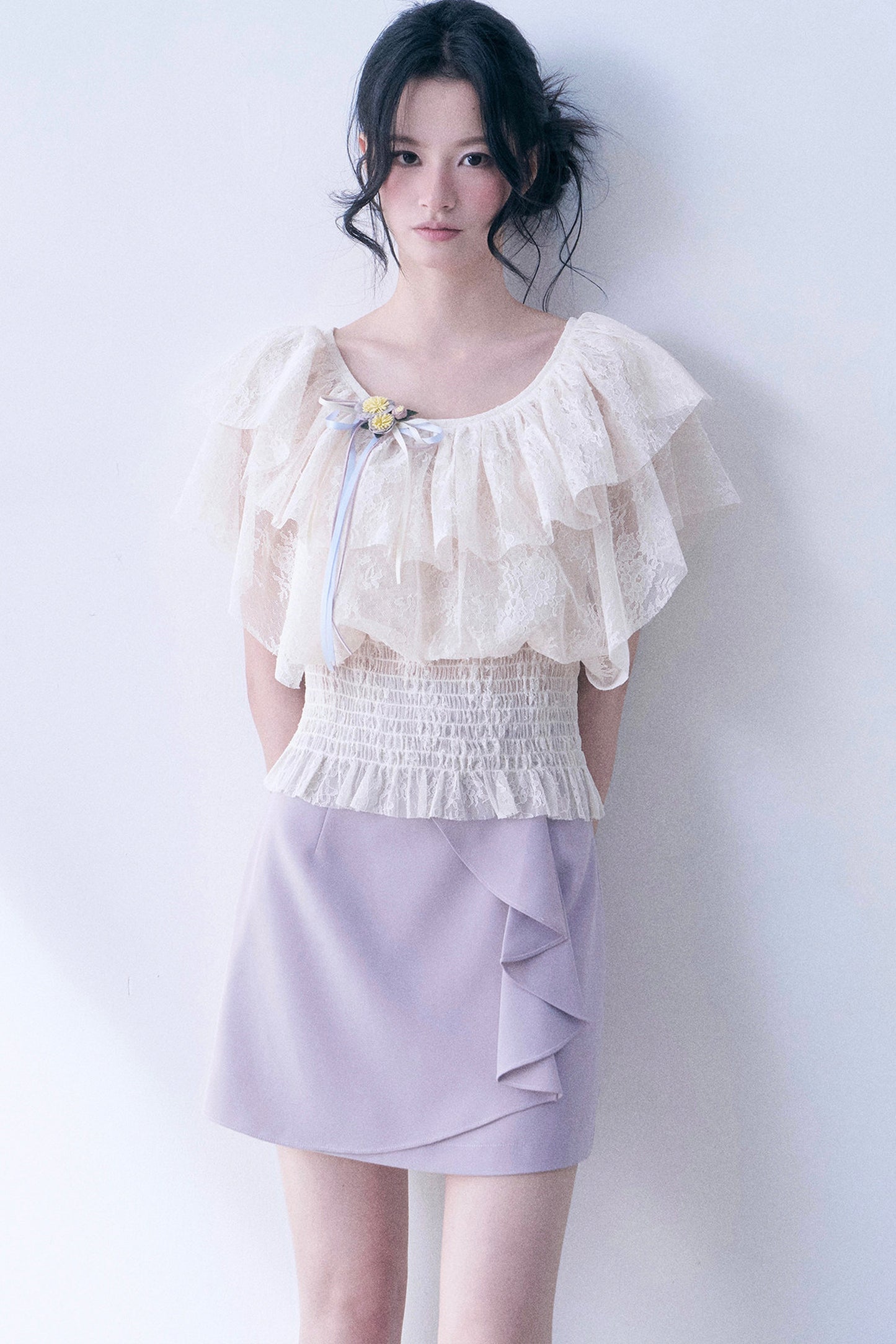 Purple Bow Ruffle Skirt