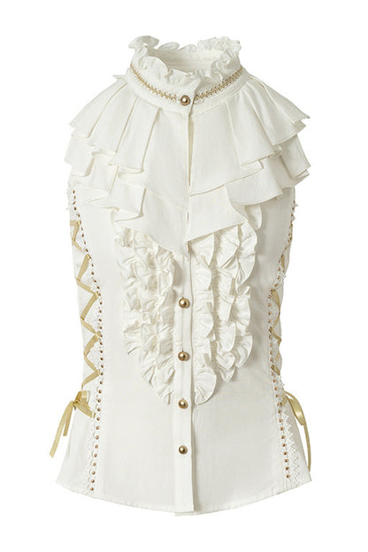 Ruffle Ruff Neck Tie Waist Halter Top