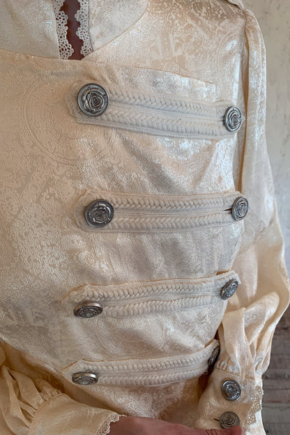 Beige Lace Stand Collar Jacket