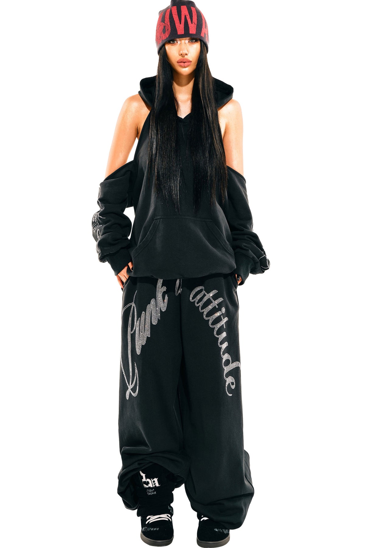 Off-Shoulder Sweatshirt and Sweatpants Set-Up