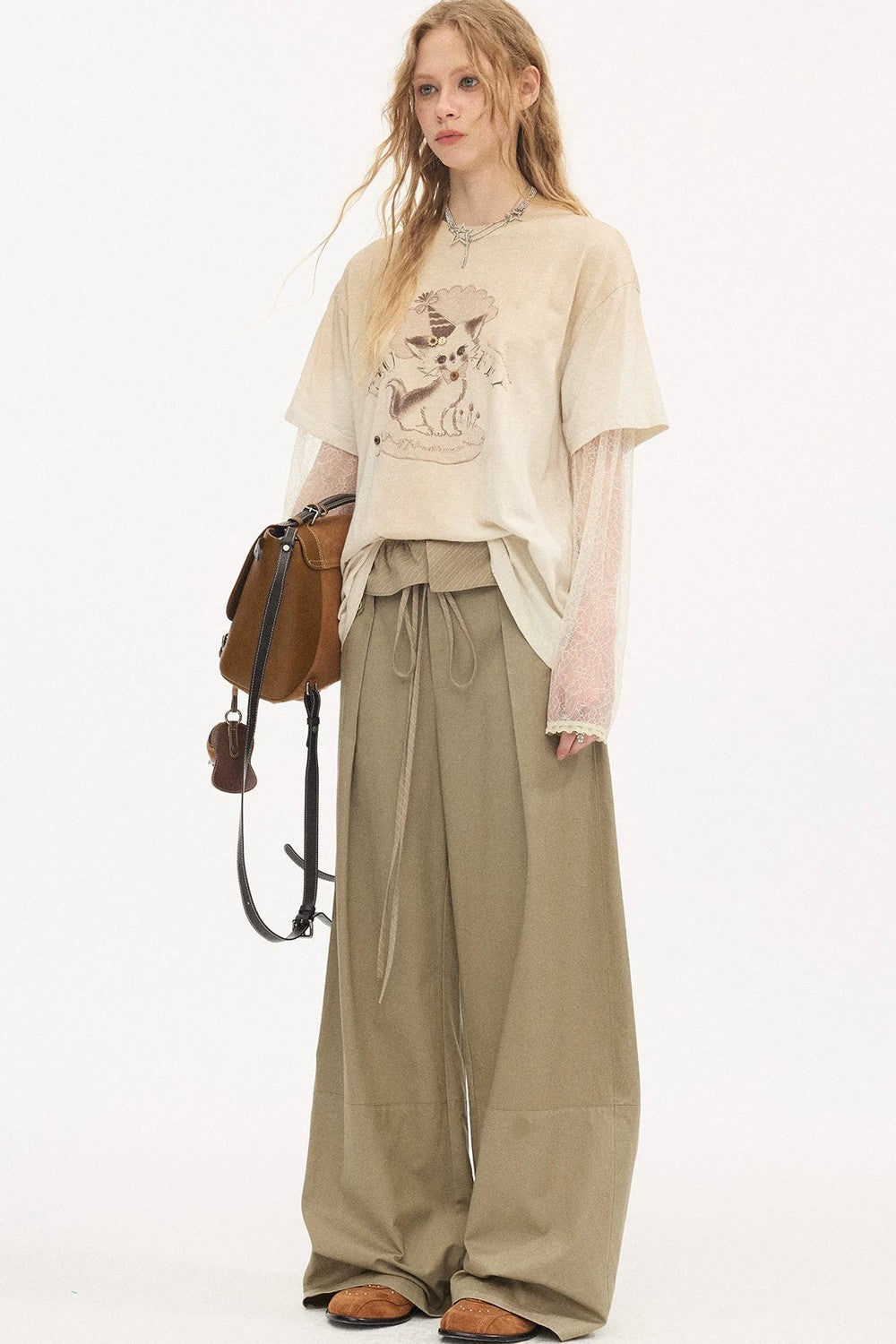 Vintage Distressed Layered Beige Tee