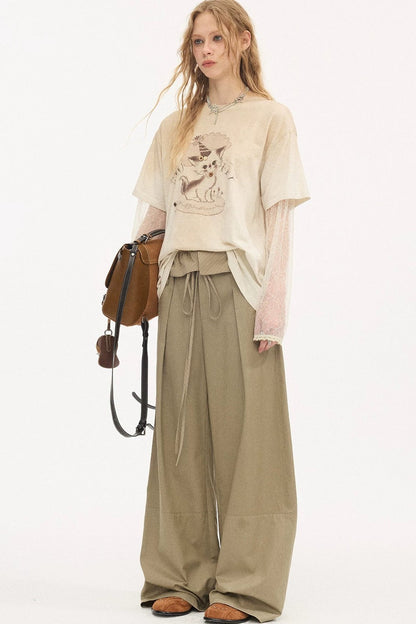 Vintage Distressed Layered Beige Tee