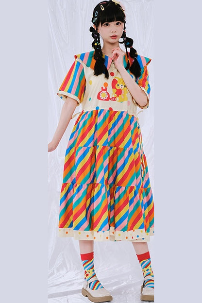 Regenbogen-Tagebuch-Kleid im japanischen Stil