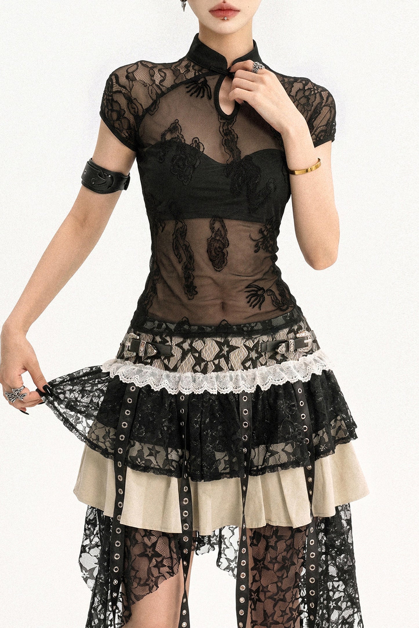 Gothic Lace Patchwork Top