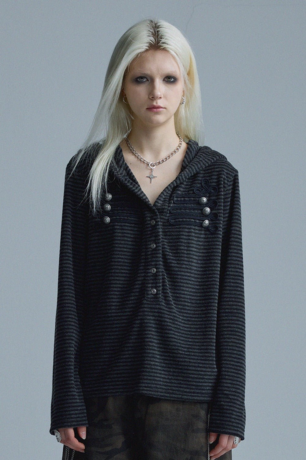 Black Gray Stripe Hoodie