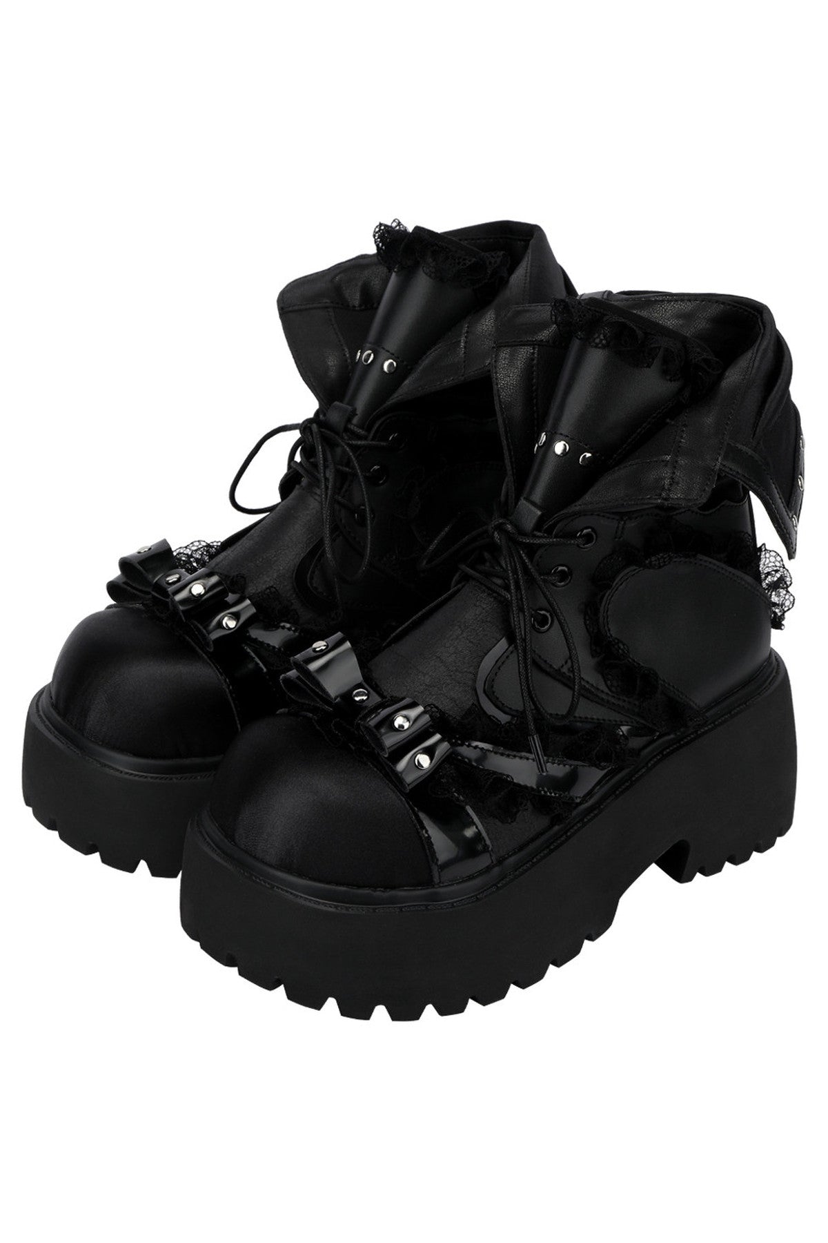 Japanese Style Bow Platform Ankle Boots