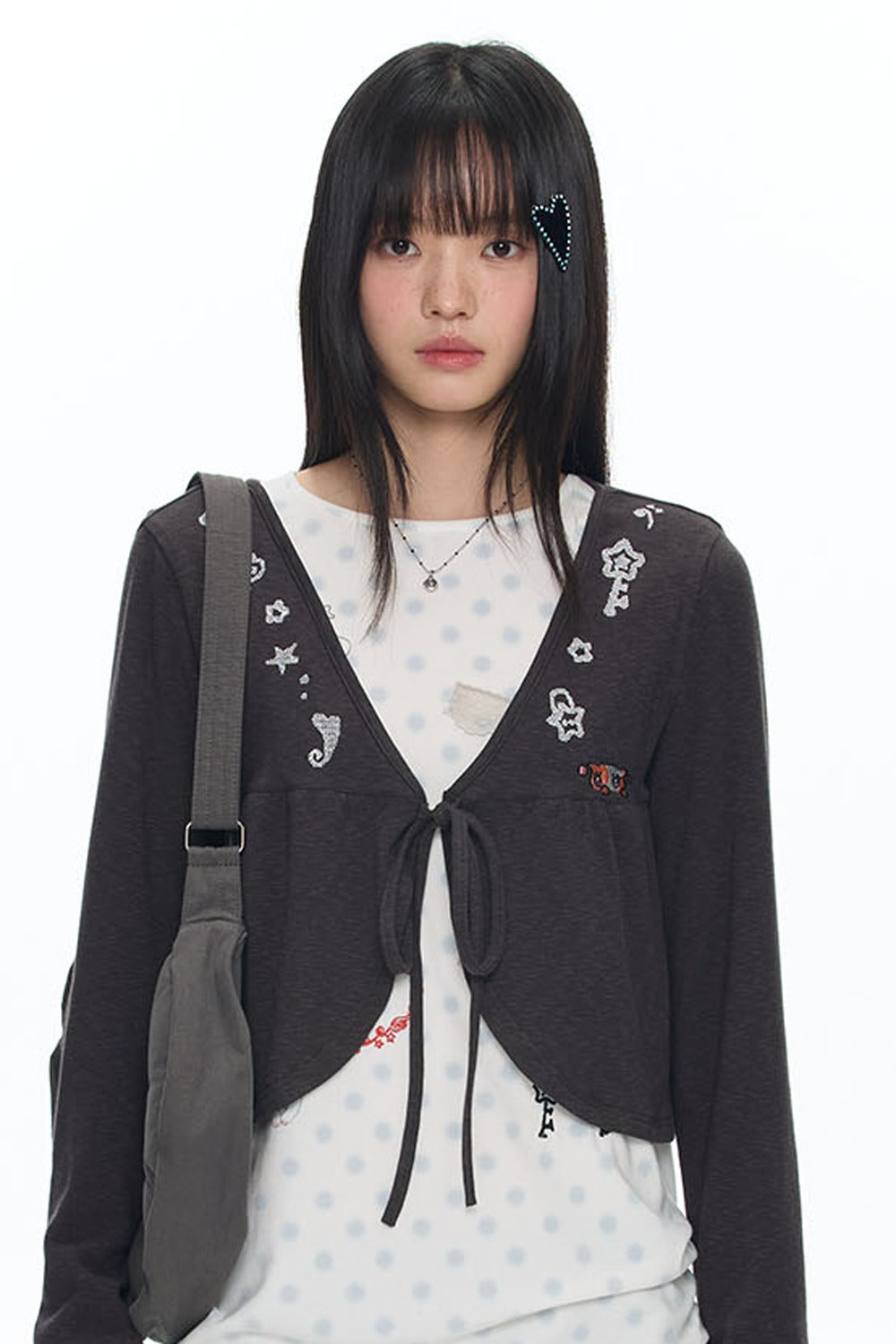 Snowflake Embroidered Cashmere Cardigan