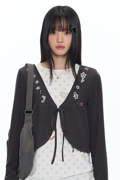 Snowflake Embroidered Cashmere Cardigan