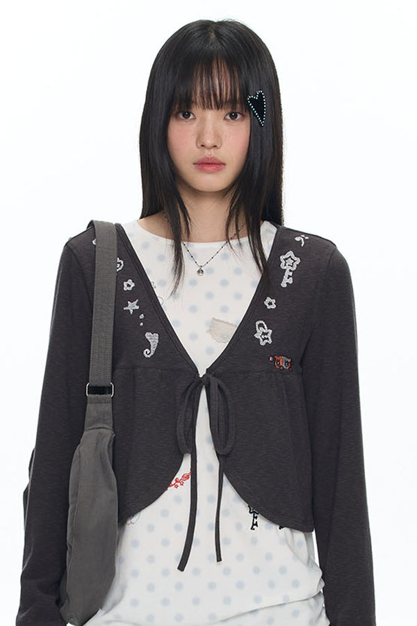 Snowflake Embroidered Cashmere Cardigan
