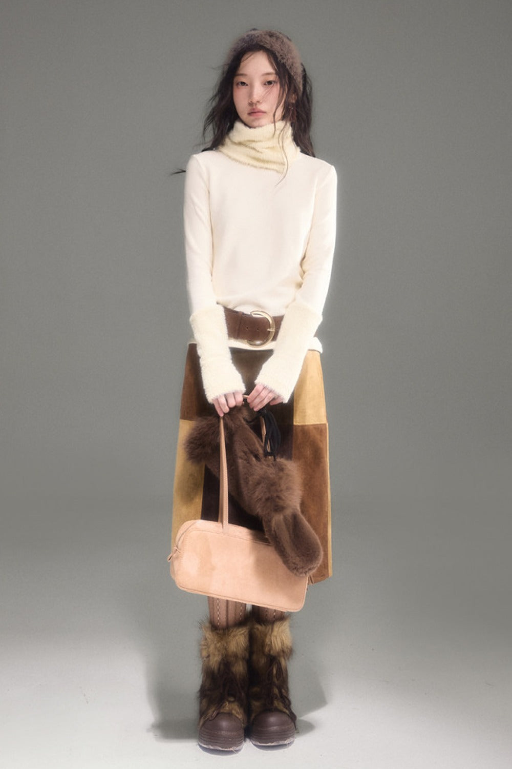 Slim Fit Plush Diagonal Lapel Knit Top