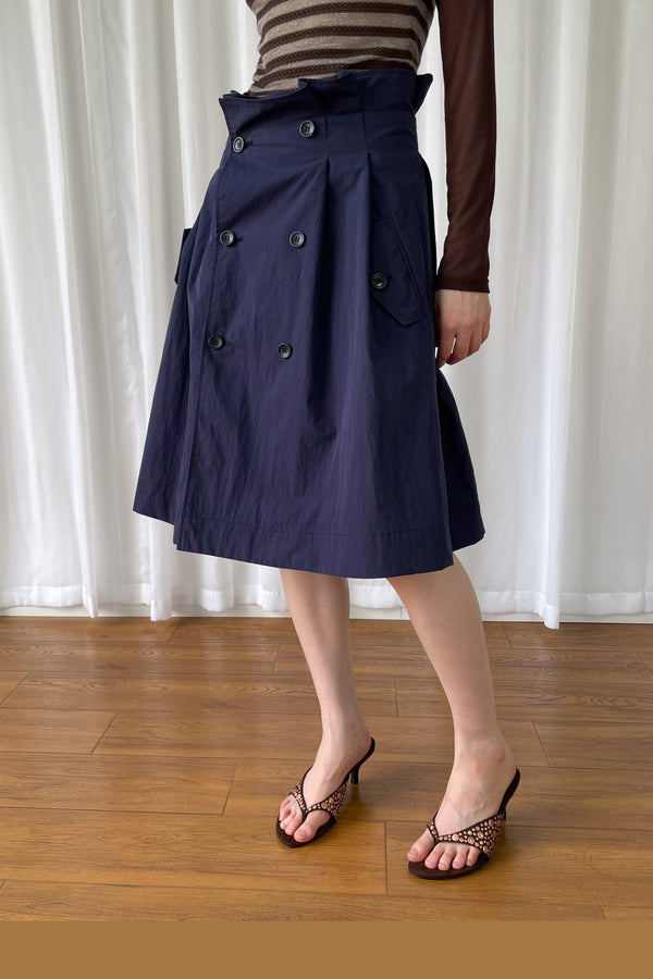 Detachable Double-Breasted A-Line Skirt