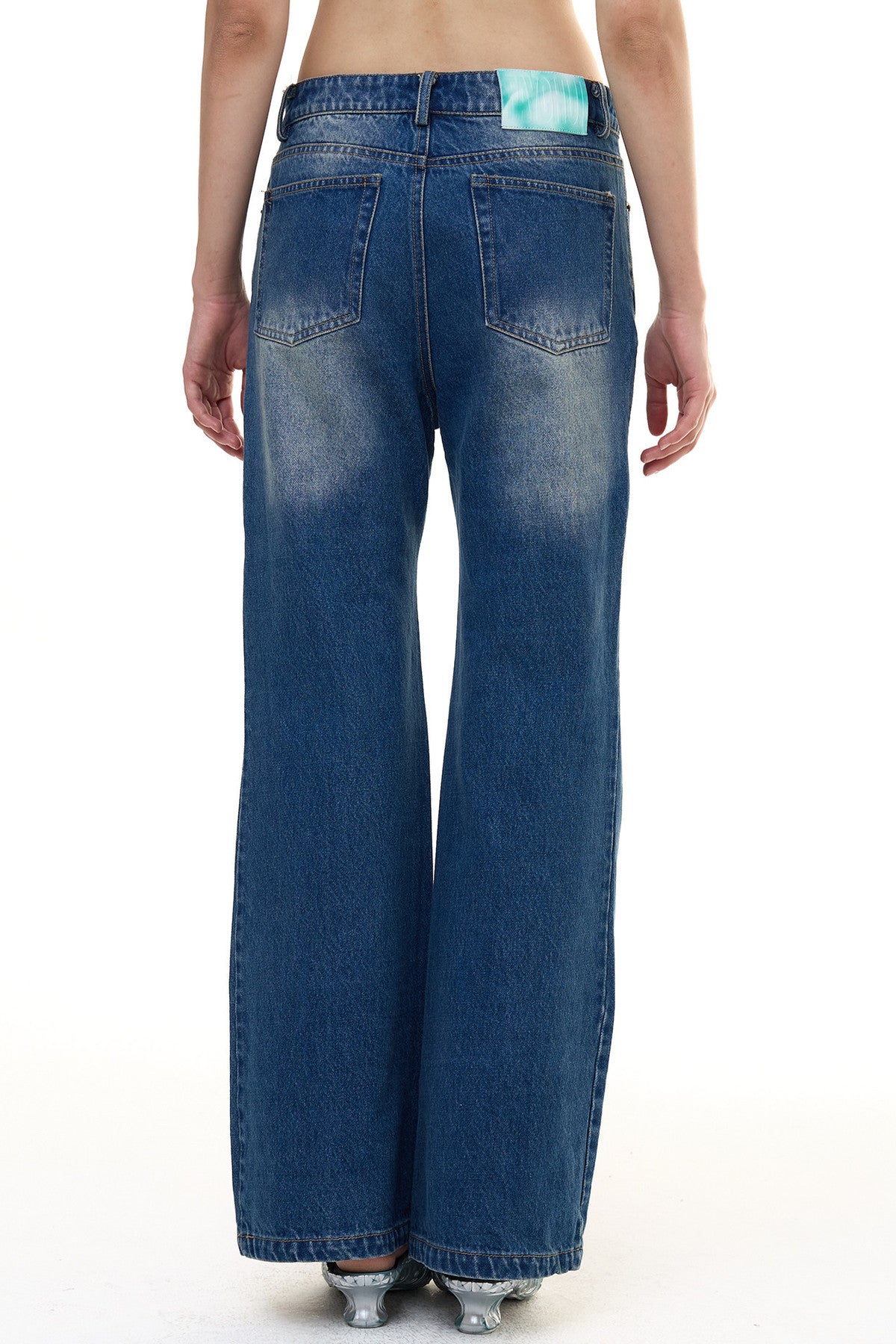 Butterfly Rhinestone Straight Jeans