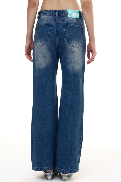 Butterfly Rhinestone Straight Jeans