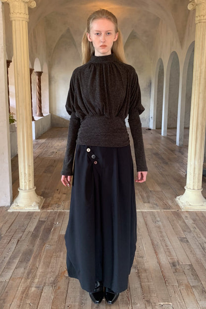 Asymmetrical Button Wide-Leg Pants