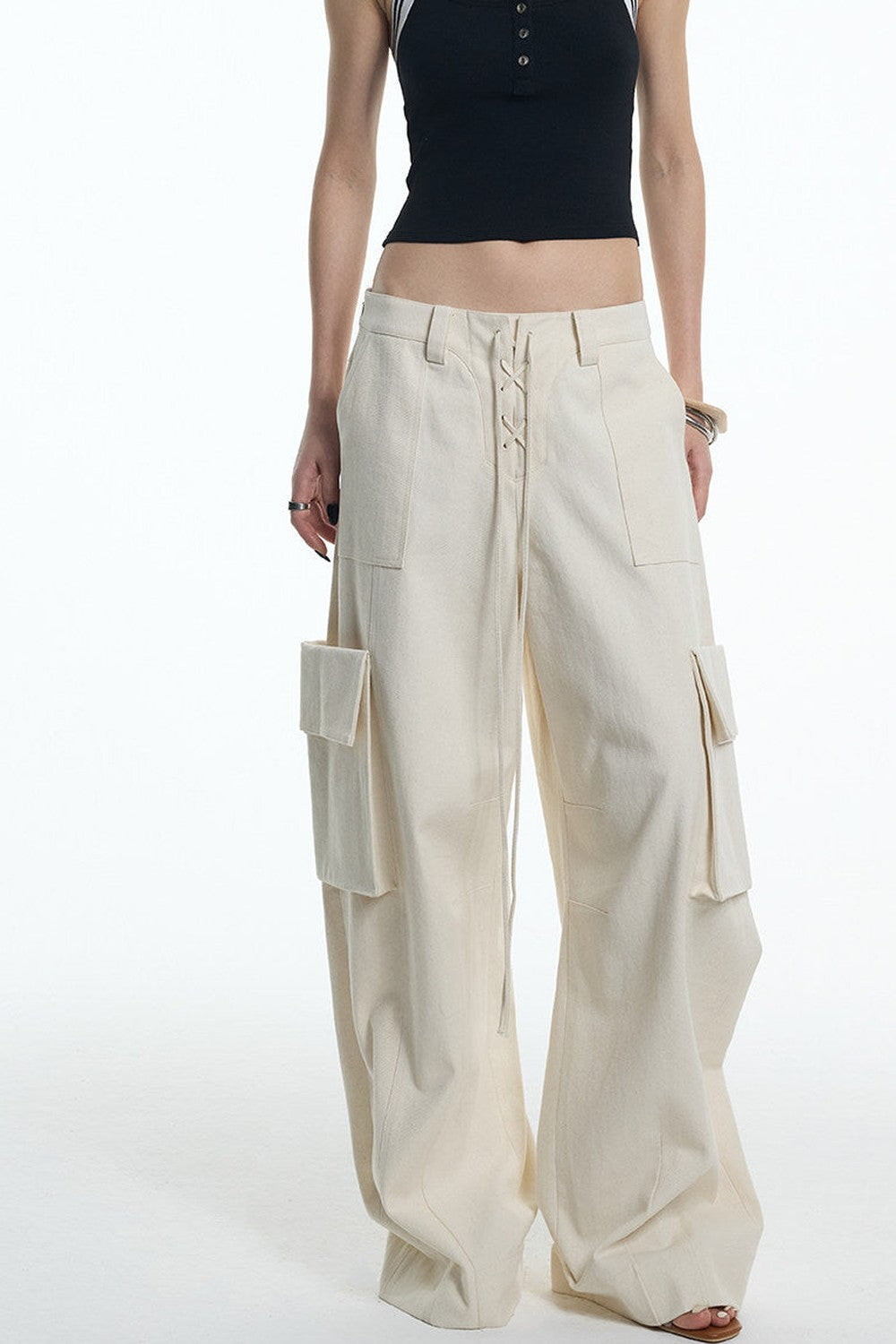 Oatmeal Curved Blade Cargo Pants