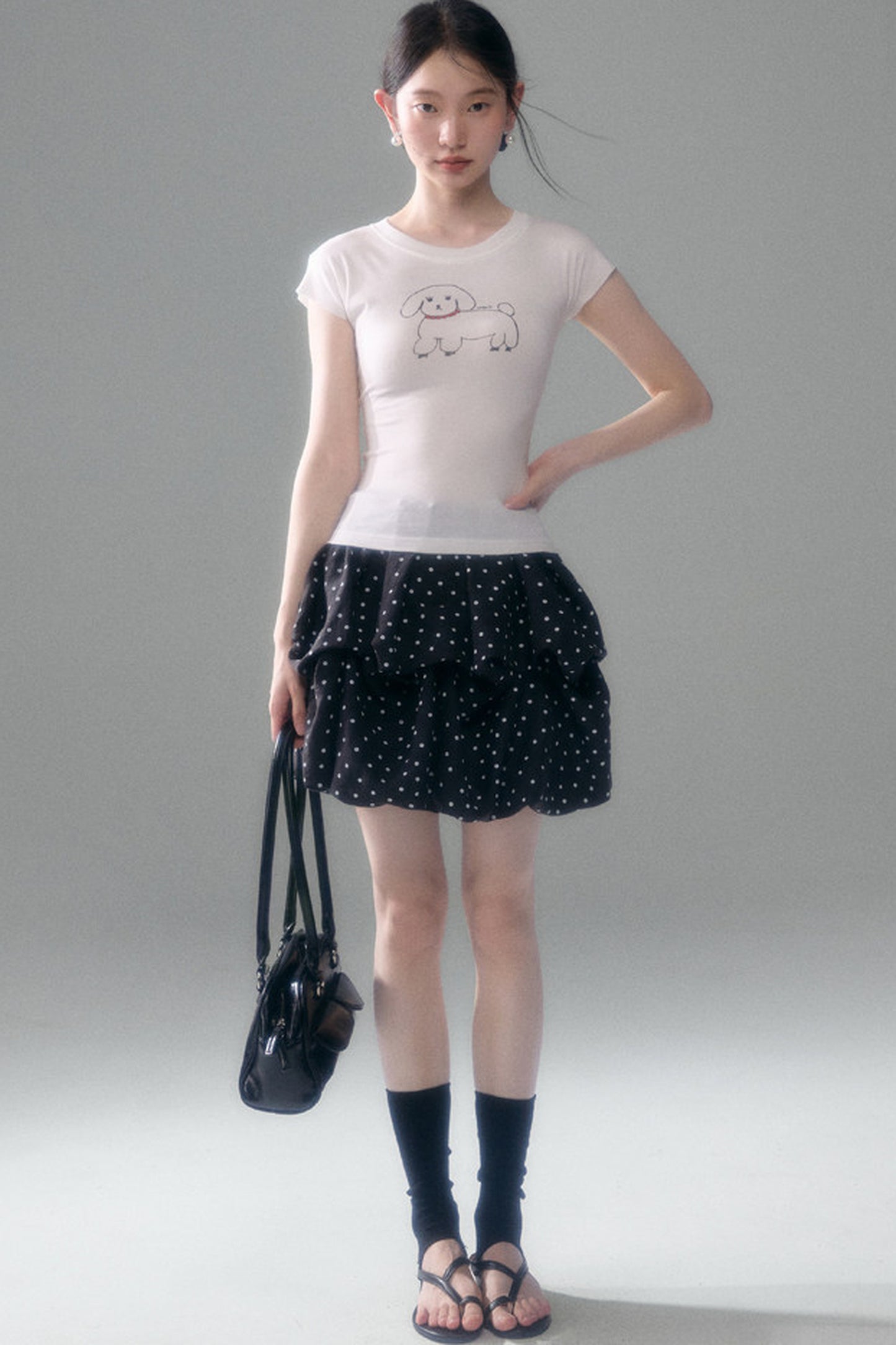 Retro Polka Dot Ruffle Cake Skirt