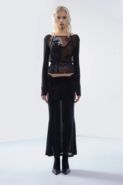 Balloon Portrait Mesh Patchwork T-shirt