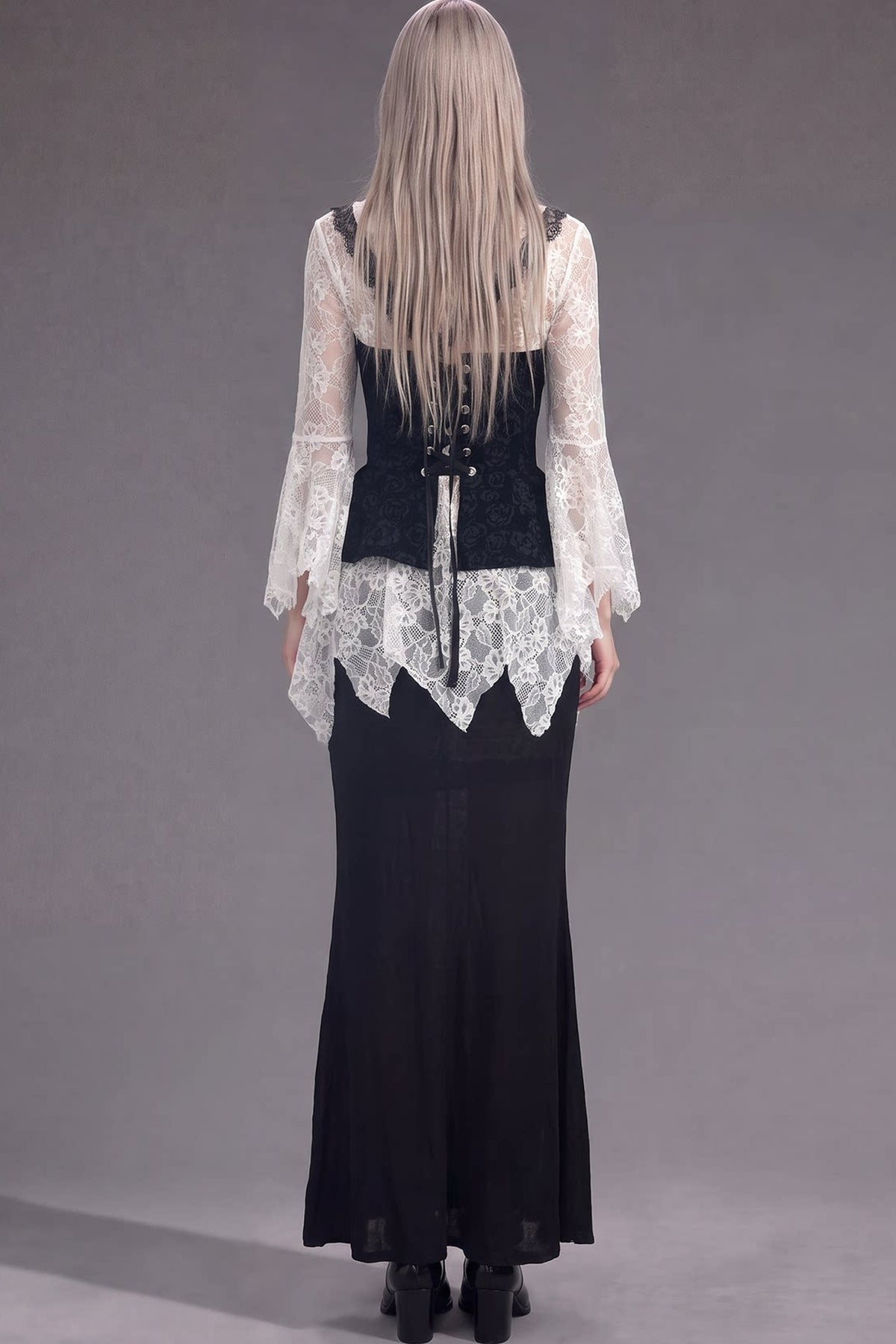 Gothic Lace Long-Sleeve Tube Top Set-Up