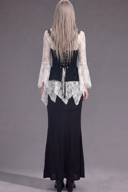 Gothic Lace Long-Sleeve Tube Top Set-Up