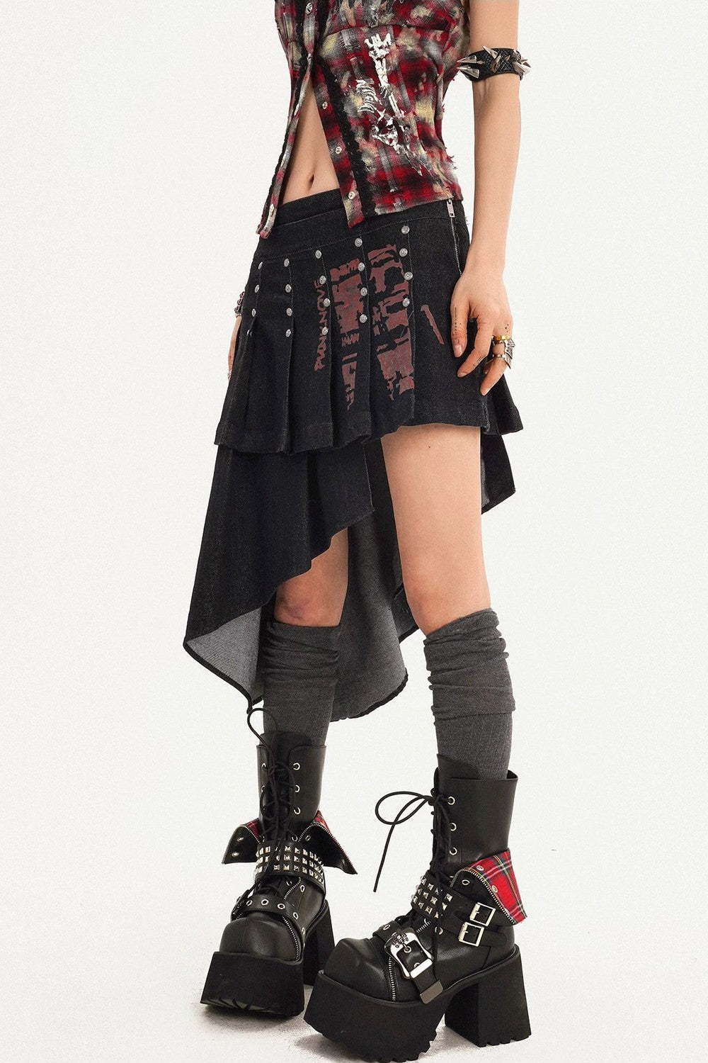 Irregular Punk Rivet Skirt