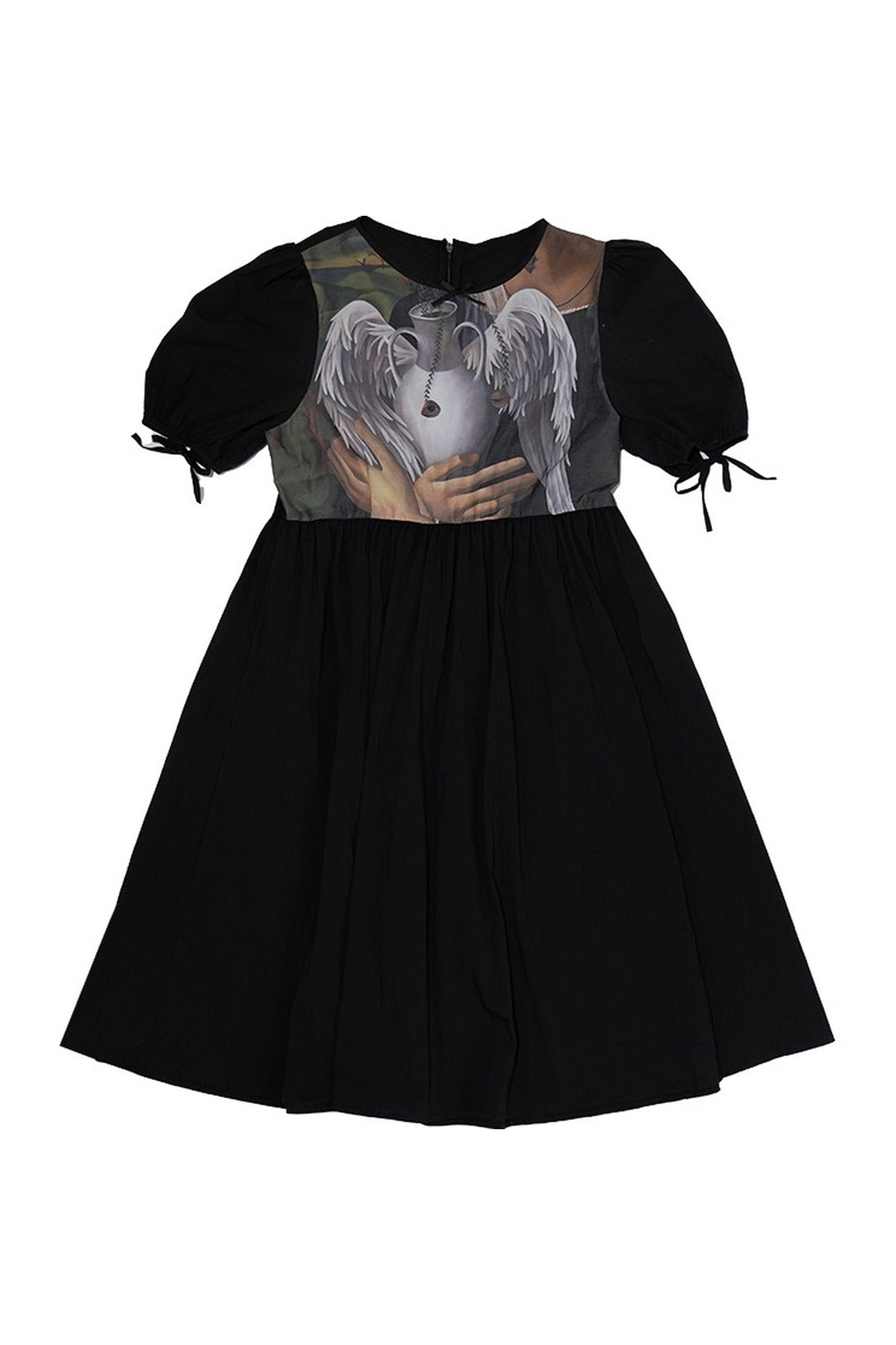 Tempera Oil Painting Print Short-Sleeved Dress