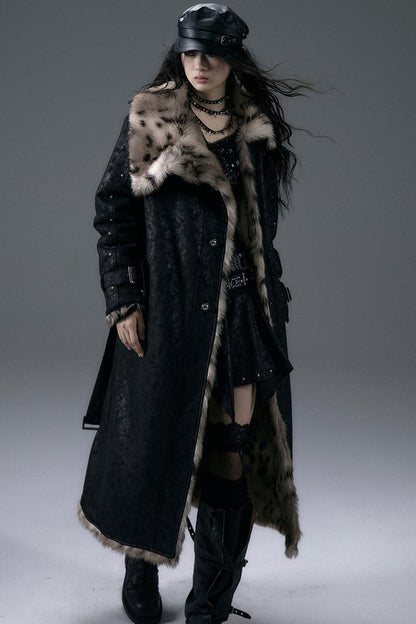 Reversible Suede Leopard Fur Coat