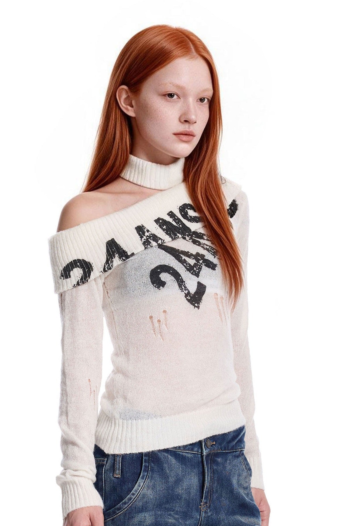 Worn Rubber Print Knit Top